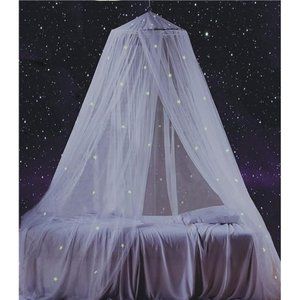 Bed Canopy with Fluorescent Stars Glow in Dark for Kids, Girls Or Adults, Starry
